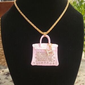 Betsey Johnson - Pink and Gold Mini Bag Necklace